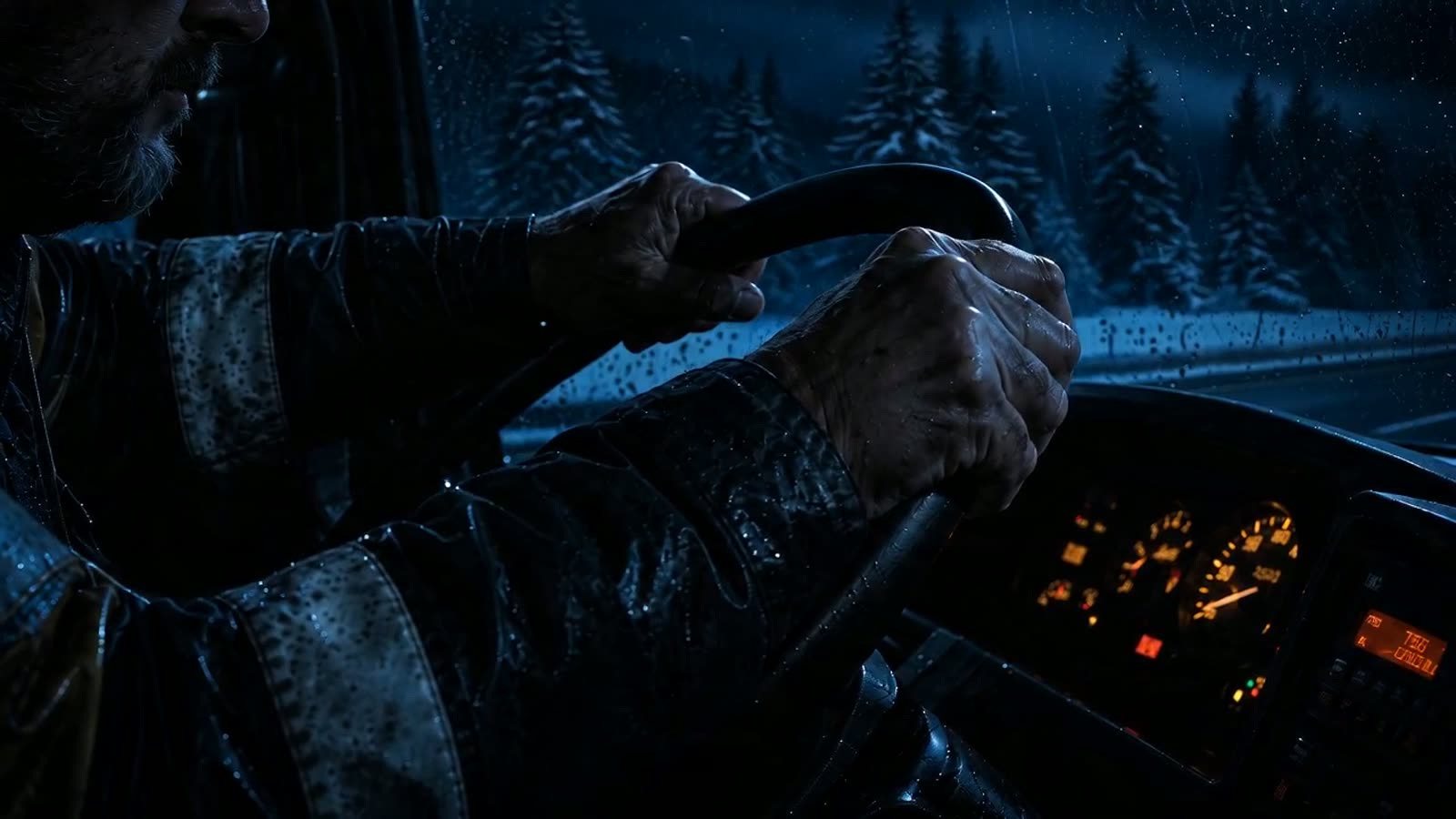 Manos al volante de noche